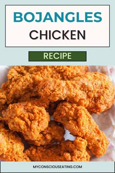 fried chicken recipe with text overlay that says, bojangles chicken recipe on it