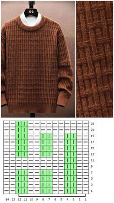 an image of a sweater with numbers on the front and back, as well as measurements for