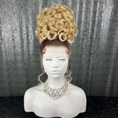 This beautiful lace front synthetic wig will be custom styled, just for you! Images in this listing are an example of this High Curly Bun Pageant Style Updo in color Rooted Honey Blonde. Prior to your custom styled wig shipping, I will send you multiple pictures to guarantee you are satisfied with the finished result.  Processing time is 6-8 weeks from placing of order.  Lace front wigs can fit a variety of head sizes, up to 23.5" Due to the nature of this item, all sales are final. Please reach Pageant Updo, Rooted Honey Blonde, High Curly Bun, Updo High, Curly Bun, Rainbow Hair Color, Hair Photography, Bun Styles, Multiple Pictures