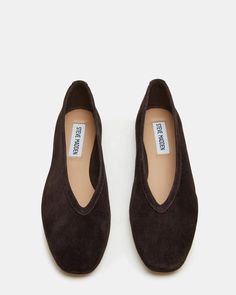 LENI Brown Suede Square-Toe Ballet Flat | Women's Flats Suede Ballet Flats, Suede Flats, Womens Ballet Flats, Women's Flats, Ballet Flat, Content Ideas, Classic Silhouette, Brown Suede, Womens Flats