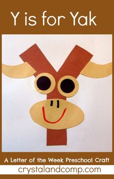 the letter y is for yak made out of construction paper and cut into a cow's head