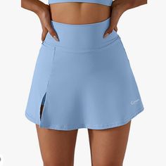 Brand New Tennis Skirt In Great Condition With Built In Shorts Size Xl Fits Like A Lg, Sizing Listed In The Pictures As Well Bundle And Save No Returns Blue Tennis Skirt With Short Inseam For Spring, Fitted High Waist Light Blue Skort, Light Blue Stretch Casual Skirt, Blue High Waist Swim Skirt For Spring, High Waist Blue Swim Skirt For Spring, Blue High-waist Swim Skirt For Spring, Light Blue Stretch Mini Skirt, Casual Hip-length Skirt With Built-in Shorts, Blue Stretch Tennis Skirt With Built-in Shorts