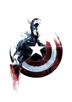 the captain america logo is shown in red and white, with an artistic design on it