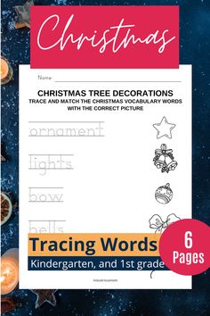 Printable Christmas worksheets with spelling practice and tracing words. These worksheets are made for kindergarten and 1st-grade kids to practice spelling and handwriting Christmas-inspired words. I create printable worksheets primarily for handwriting practice, follow me to see more of my work. Save this pin to return to it later. Click to read more about this product in my Etsy store. Words For Kindergarten, Handwritten Christmas, Christmas Word Search, Spelling And Handwriting, Spelling Practice, Christmas Worksheets, Kindergarten Worksheets Printable, Christmas Names