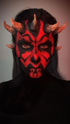 Darth Maul Makeup, Makeup Halloween Hombre, Demon Makeup Halloween, Halloween Makeup Terror, Halloween Makeup Horror, Darth Maul Costume, Face Painting Images, Star Wars Makeup