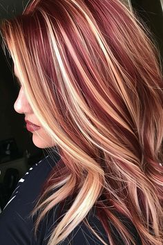 35+ Stunning Red Hair with Blonde Highlights Combos To Try This Year - Flo's Blog Red Curly Hair Blonde Highlights, Red And Blonde Curly Hair, Spice Hair Color, Blonde Red Hair, Pumpkin Spice Hair Color, Red Hair With Blonde, Pumpkin Spice Hair, Chunky Blonde Highlights