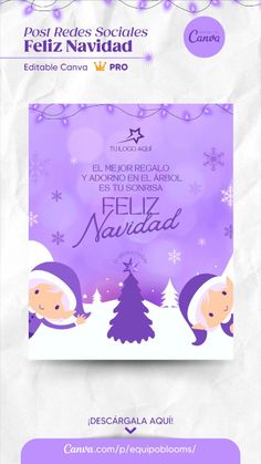 an advert for the feliz navidad festival in purple and white