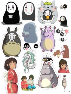 various stickers with different characters on them