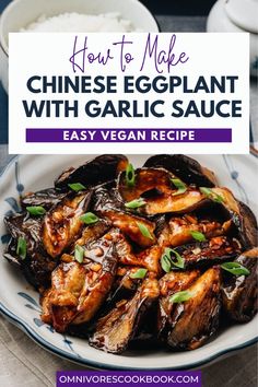 how to make chinese eggplant with garlic sauce easy vegan recipe on a plate