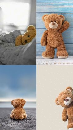 there are four different pictures of teddy bears