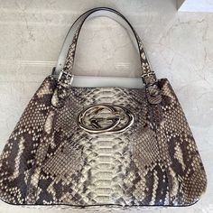 Gucci Python Bag. Beautiful Bag With Gold Hardware. Very Clean. Please See Photos For Signs Of Wear. Python Bags, Bags Gucci, Gucci Bags, Beautiful Bags, Python, Gucci Bag, Gold Hardware, Satchel, Bag Lady