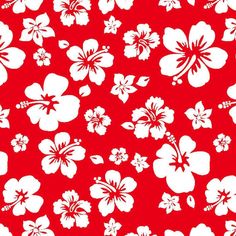 a red and white hawaiian flower background