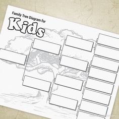 the family tree diagram for kids is shown on top of a piece of white paper