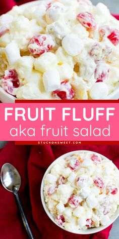 Learn how to make the best fruit fluff and impress everyone with your set of summer salads for bbq! This easy fruit salad recipe is made with canned fruit mixed together with instant pudding, whipped topping, and mini marshmallows. So yum! Summer Salads For Bbq, Salads For Bbq, Fruit Fluff, Marshmallow Salad, Fruit Delight, Fruit Salad With Pudding, Fruit Salad With Marshmallows, Thanksgiving Fruit