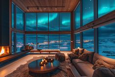 A Cozy and Warm Home with an Aurora Borealis View Japanese Style Bedroom, Houses In Japan, Cozy Rooms, Rural House, Warm Home, Futuristic City, Post Lights, Urban Landscape