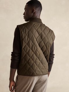 Luis Quilted Vest | Banana Republic Quilted Cotton Outerwear For Layering, Classic Cotton Cable Knit Outerwear, Classic Cable Knit Cotton Outerwear, Quilted Vest For Cold Weather, Quilted Sleeveless Outerwear For Fall, Sleeveless Quilted Outerwear For Fall, Quilted Sleeveless Fall Outerwear, Fitted Quilted Vest For Fall, Quilted Fitted Vest For Fall