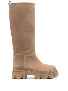 sand beige calf leather/suede tonal stitching pull-tab at the heel round toe pull-tab at the heel pull-on style mid heel branded insole rubber lug sole Gia Borghini, Latest Fashion Design, Crossbody Tote Bag, Moon Boots, Boot Brands, Sand Beige, Crossbody Tote, Calf Boots, Cool Socks