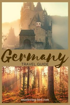 germany travel guide with an image of a castle in the background