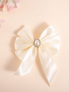 Branco  Collar  Poliéster   Embellished   Acessórios Femininos French Clip, Bow Decor, Rhinestone Bow, White Collar, Phone Case, Women Accessories, White