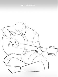 a drawing of a man playing the guitar