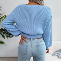 Tie Front Sweater, Crop Pullover, Cropped Knit Sweater, Cropped Pullover, Picture Style, Stylish Coat, Sleeves Clothing, Round Neck Sweaters, Knitting Women Sweater