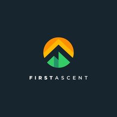 the first ascent logo is shown in this minimalistic, modern style with an orange and green color scheme