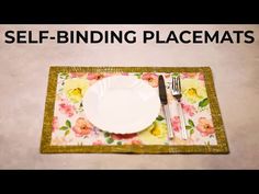 a placemat with a fork and knife on it that says self - binding placemats