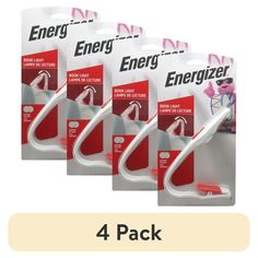 four packs of energizer toothbrushes with nozzles on them