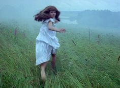 Foggy Day, The Grass, White Dress, Walking, Running, White