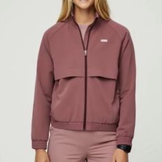 Figs Mauve Sydney Jacket In A Size Medium With Dark Pink Zipper. Brand New With Tag. Please Ask All Questions Prior To Purchasing Thanks White Lab Coat, Pink Scrubs, Black Scrubs, Scrub Jackets, White Lab, Hooded Raincoat, Suits Coats, Knit Vest, Knit Jacket