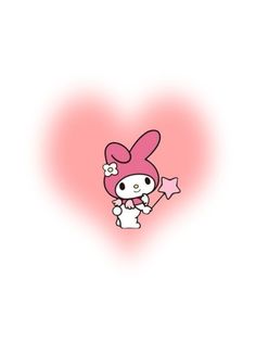 hello kitty holding a star in front of a heart