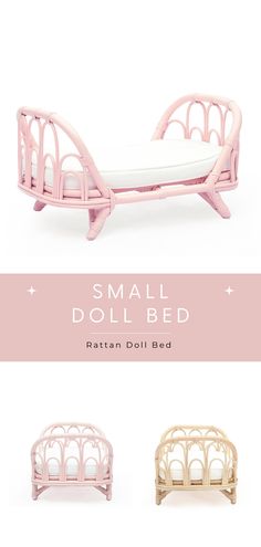 the small doll bed is pink and white