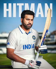 a man holding a cricket bat on top of a cover with the caption hitman