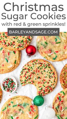 christmas sugar cookies with red and green sprinkles