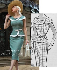 Do you want to capture the elegant essence of Leslie Fay? Here's our 1950s suit dress for a beautiful A-line skirt and a jacket tailored to your body. 1950s Suit, Ballerina Silhouette, Suit Vintage, Design Moda, Womens Suits, Look Retro, 1950s Style, Vintage Inspired Outfits, Vintage Mode