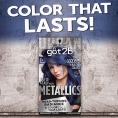 g2b® Color Metallic Blue Mercury 12/Kit - Say goodbye to boring colors! All eyes are on you with got2b® Metallics permanent color. Boost your hair color with trendy metallic shades. Schwarzkopf® got2b Metallic Hair Color offers a multi-dimensional look that delivers unique metallic radiance. Permanent hair color that lasts. got2b® Metallics hair dye works for all hair textures. This permanent hair color can be used on your natural hair, wigs, or extensions to express yourself! The lighter your n Got2b Metallics, Metallic Hair Color, Schwarzkopf Got2b, Punky Color, Bold Hair Color, Natural Hair Wigs, Dark Blonde Hair, Permanent Hair Dye, Hair Starting