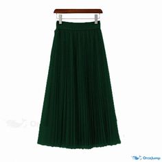 Orcajump - Tiered Organza Midi Skirt with a Flared Hem Green Midi Pleated Skirt For Party, Green Midi Skirt Bottoms For Winter, Flowy High-waisted Green Maxi Skirt, Elegant Green Pleated Skirt, Non-stretch Green Long Skirt, High Waist Green Maxi Skirt For Party, Green Non-stretch Maxi Skirt, Green Non-stretch Long Skirt, Green Pleated Maxi Skirt For Fall