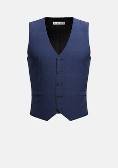 Midnight Blue Prince of Wales Vest - SARTORO Elegant Blue V-neck Vest, Elegant V-neck Vest For Formal Occasions, Semi-formal Fitted V-neck Vest, Fitted V-neck Vest For Semi-formal Occasions, Fitted Sleeveless Vest For Semi-formal Occasions, Elegant Semi-formal Sleeveless Vest, Elegant Fitted V-neck Vest, Elegant Sleeveless Semi-formal Vest, Fitted Sleeveless Suit With Vest