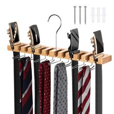 a rack with ties hanging from it's hooks