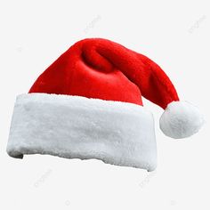 a red and white santa claus hat on a white background