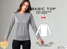 a women's long - sleeved top sewing pattern is shown in this image