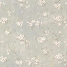 a wallpaper with white flowers on a light blue background, in the style of an old