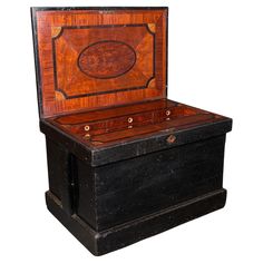 an antique wooden chest with two drawers