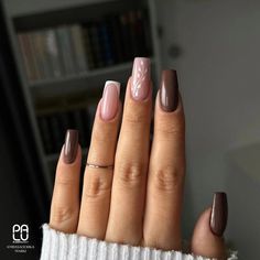 Classy Brown Nails, Thanksgiving Nails Fall, November Nails, October Nails, Girly Acrylic Nails, Classy Acrylic Nails