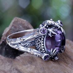 Amethyst Sterling Silver Ring with Gold Accents Amethyst Wedding Rings Jtv, Www.google.com.br Google, Amythest Jewelry Vintage, Amethyst Ring Vintage Crystal, Amethyst Cocktail Ring, Silver Crown Ring, Frog Jewelry, Single Stone Ring, Purple Amethyst Ring