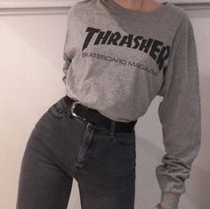 Thrasher Sweatshirt, Thrasher Magazine, Indie Outfits, Edgy Outfits, Retro Outfits, Grunge Outfits, Comfy Outfits