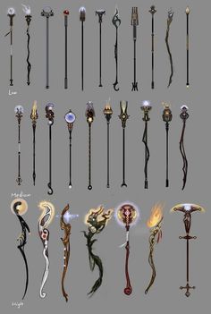 a bunch of different types of fire wands