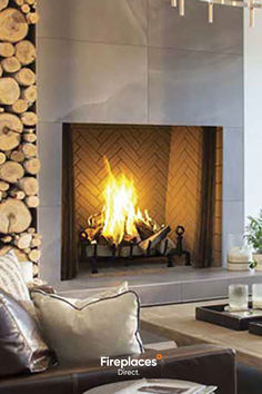 Wood Fireplace LIving Room Wood Burning Fireplace Makeover, Cabin Fireplace, Concrete Fireplace, Wood Burning Fires, Fireplace Remodel, Home Fireplace, Fireplace Makeover, Modern Fireplace