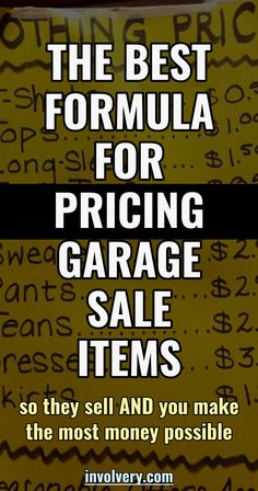 the best formula for pricing garage sale items so they sell and you make the most money possible