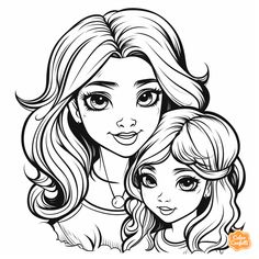 illustration of Easy mom and daughter coloring page Mom And Daughter Coloring Pages, Mother Daughter Coloring Pages, Daughter Coloring Pages, National Daughters Day, Family Coloring Pages, Mothers And Daughters, Unique Coloring Pages, Daughters Day